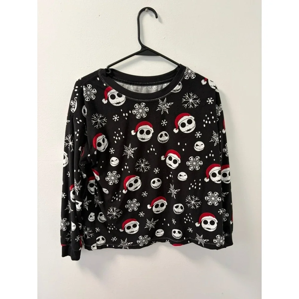 Disney Nightmare Before Christmas Jack Skellington Santa Pajama Top Black Small